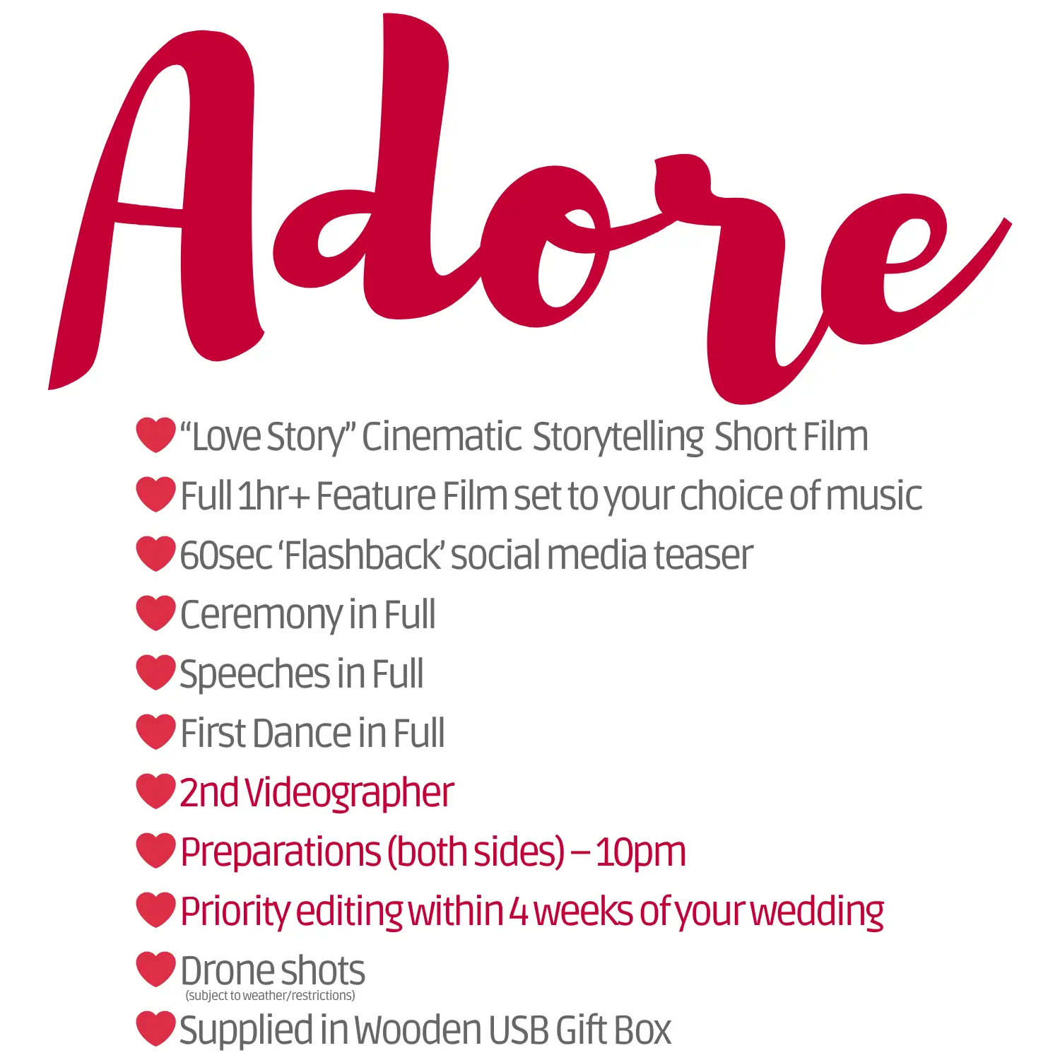 PRICES | Eternally Adored Wedding Films | Midlands Videographer