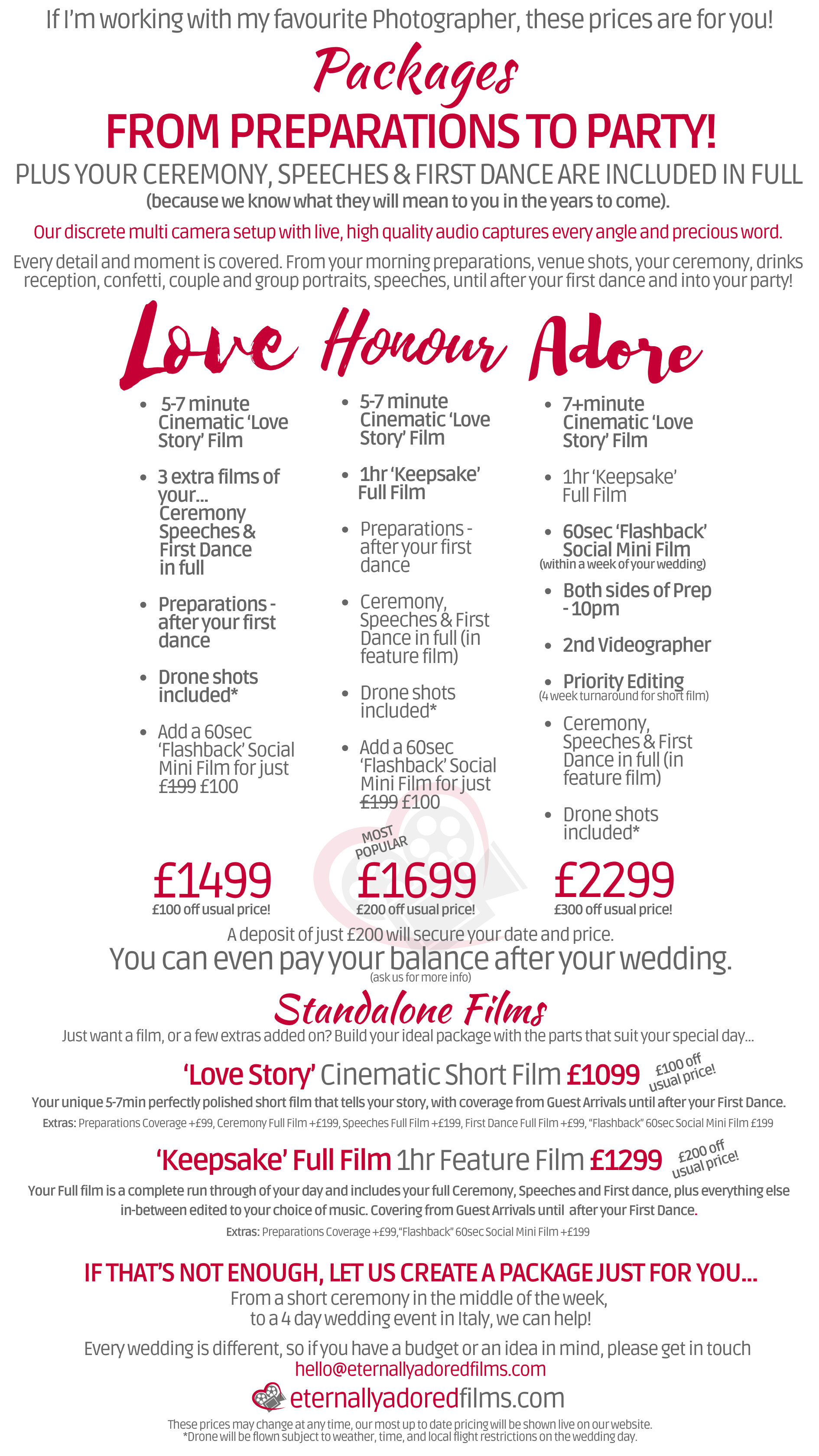 <h2>So, I have a special price list just for you, with up to £300 discount off my usual packages 