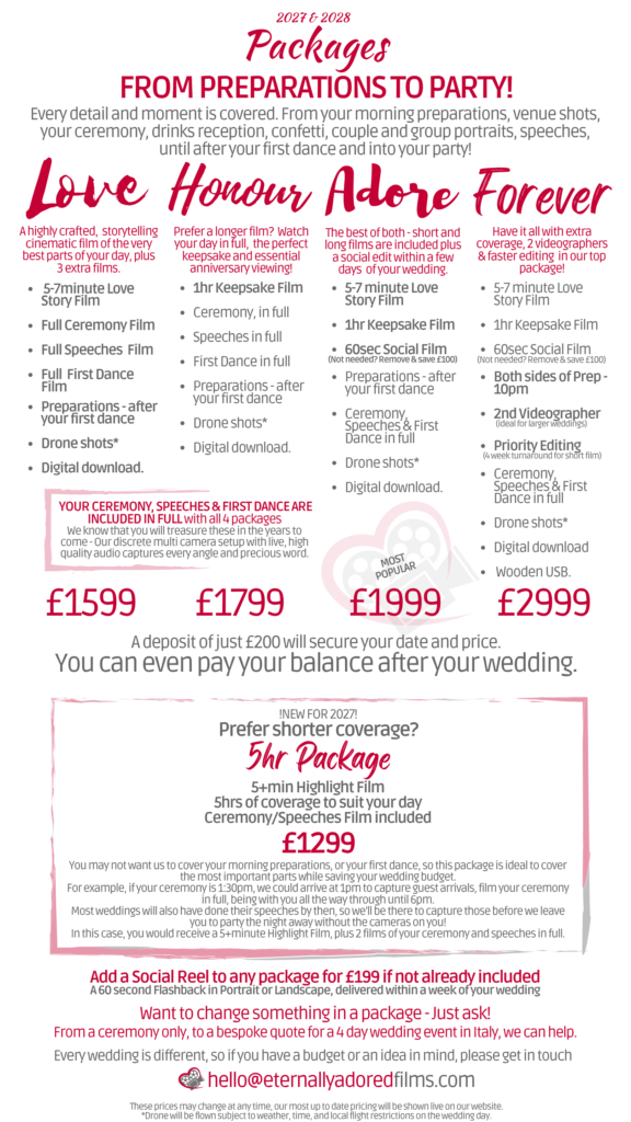 Wedding Videography Content Creation prices midlands